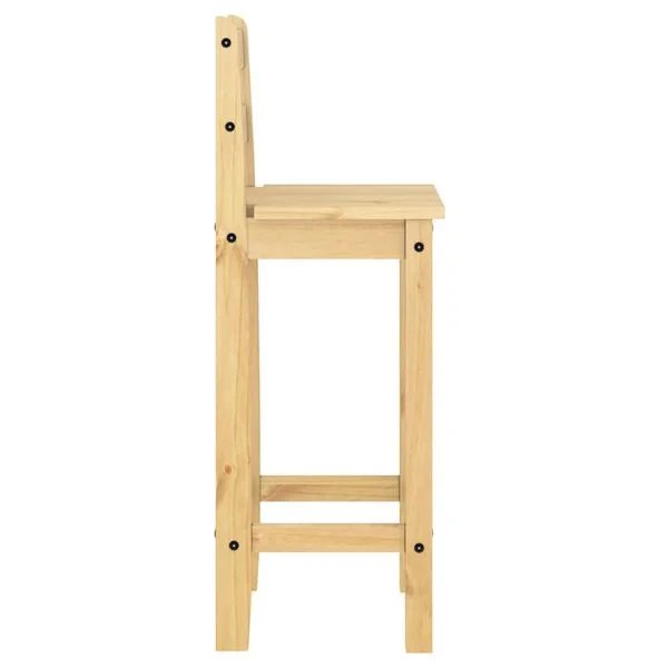 Baro baldų komplektas, 3 dalių, pušies medienos masyvas Ruda 57 cm Baro stalas + 2x baro kėdės nuotrauka 7