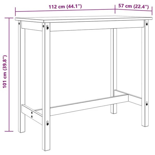 Baro baldų komplektas, 3 dalių, pušies medienos masyvas Ruda 112 cm Baro stalas + 2x baro kėdės nuotrauka 14