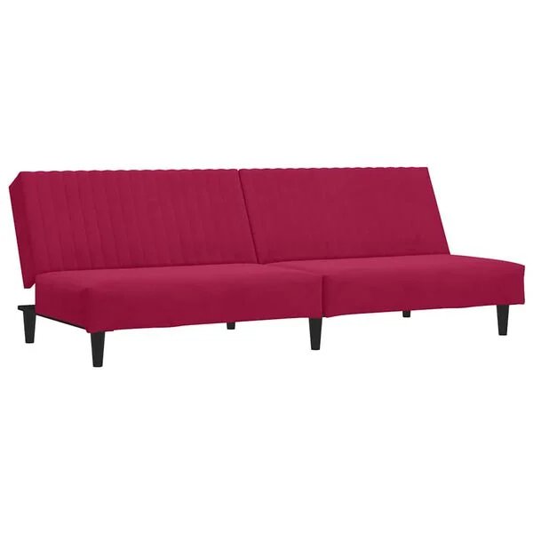 Opto.lt dvivietė sofa-lova raudonojo vyno spalvos aksomas, vaizdas iš priekio