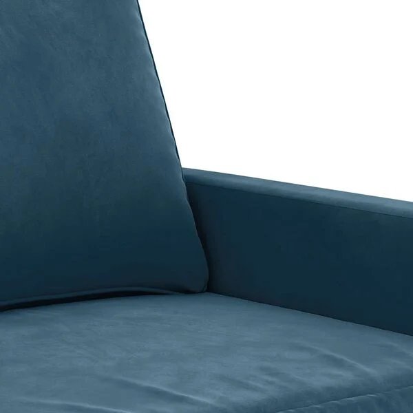Sofa su aksomu ir metaliniu rėmu mėlyna spalva