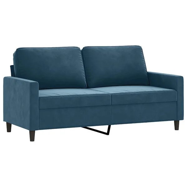 Mėlynos spalvos dvivietė aksominė sofa Opto.lt