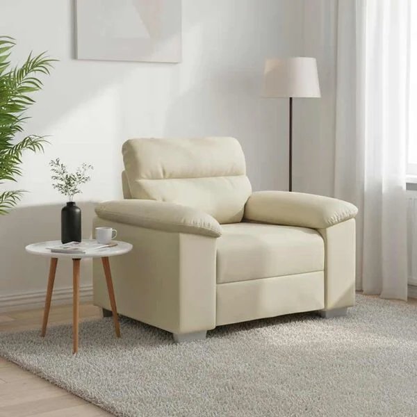 Opto.lt sofa-kėdė kreminės spalvos, dirbtinė oda