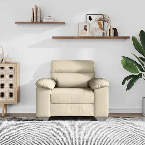 kreminės spalvos sofa-kėdė su plačiais porankiais
