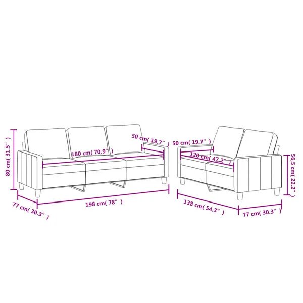 Dvivietė ir trivietė sofa su pagalvėlėmis Opto.lt komplektas