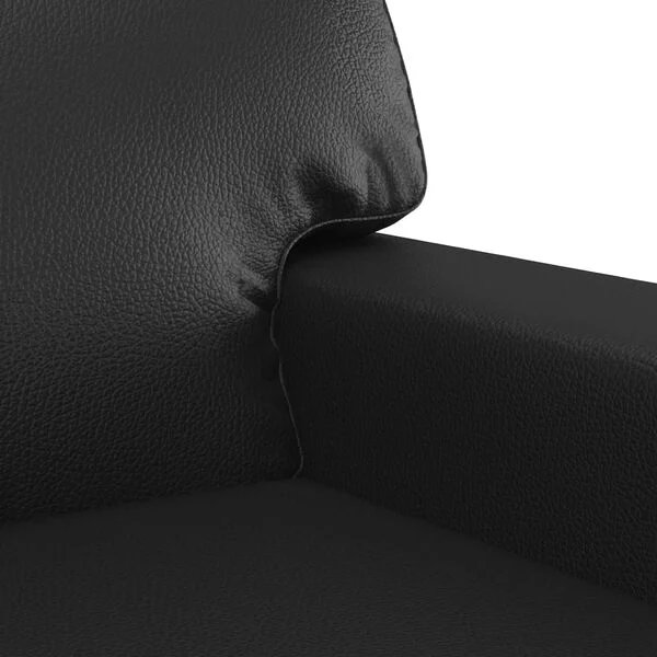 Sofa iš dirbtinės odos su patogiais porankiais ir nugaros pagalvėmis