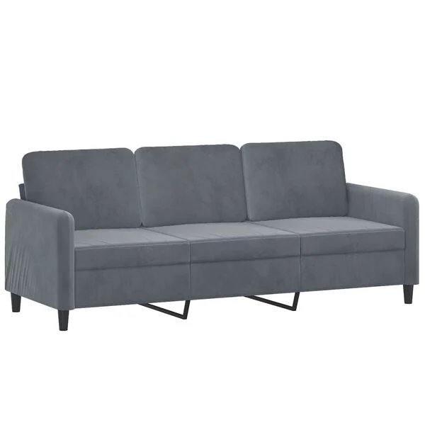 Sofa su pagalvėlėmis ir pakoja pilkos spalvos interjere
