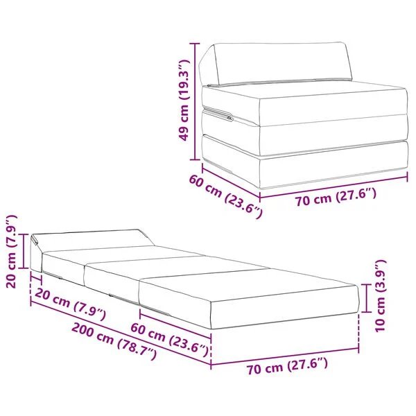 Sulankstoma mėlyna sofa-lova Opto.lt vakuumuota pakuotė