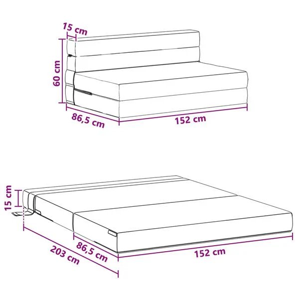 Sulankstoma sofa-lova tamsiai pilka 152 x 86,5 x 60 cm