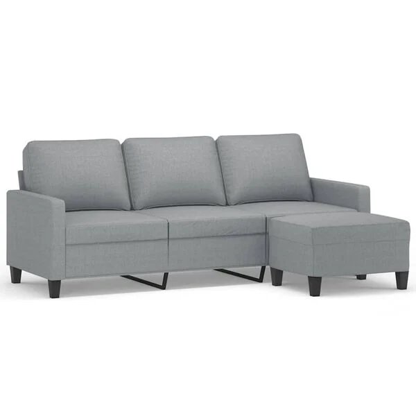 Opto.lt šviesiai pilka trivietė sofa su pakoja, 180 cm pločio