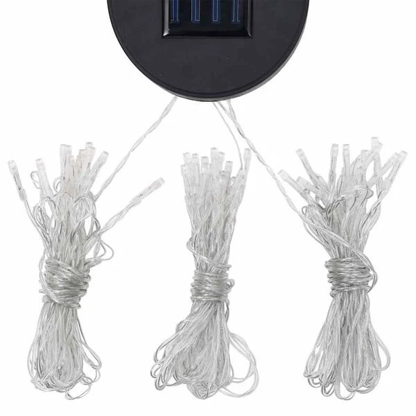 LED apšvietimas vidaXL kreminės baltos pavėsinėje vakare