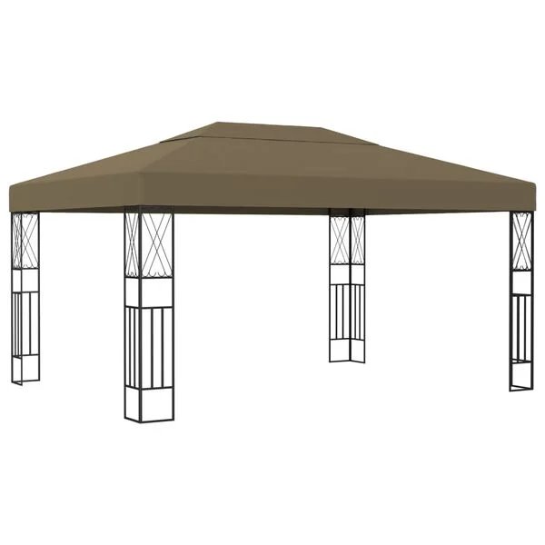 vidaXL taupe spalvos pavėsinė 3x4m, vaizdas iš priekio