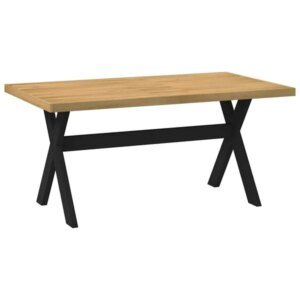 Pušinis virtuvinis stalas su juodomis X formos kojomis 160 cm ilgio