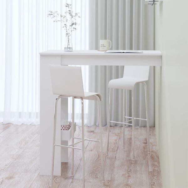 Sieninis baro staliukas, baltas, 102x45x103,5cm, mediena Balta nuotrauka 6