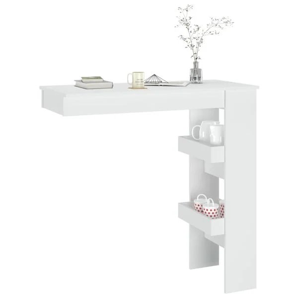 Sieninis baro staliukas, baltas, 102x45x103,5cm, mediena Balta nuotrauka 7