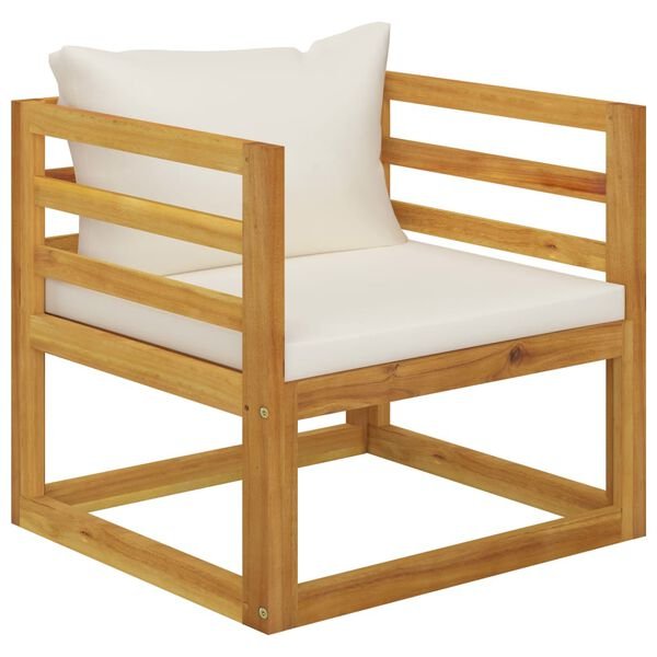 Sodo komplektas su pagalvėmis, 12 dalių, kreminis, akacija Kreminė 3x kampinės sofos + 5x vidurinės sofos + krėslas + 2x pakojos + staliuku nuotrauka 14