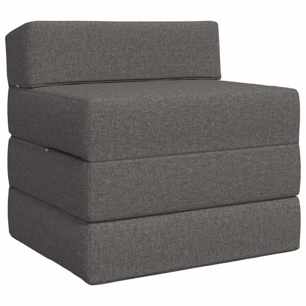 Sulankstoma sofa-lova šviesiai pilka, vaizdas iš priekio