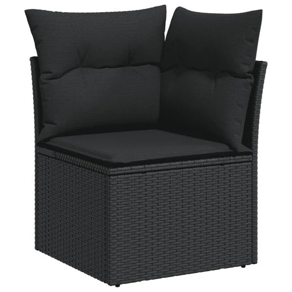 Terasos sofa su poliratano rėmu ir juodomis pagalvėlėmis