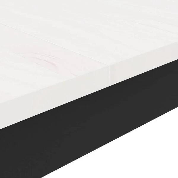 Tvirtas baltos spalvos virtuvinis stalas su metalinėmis kojomis