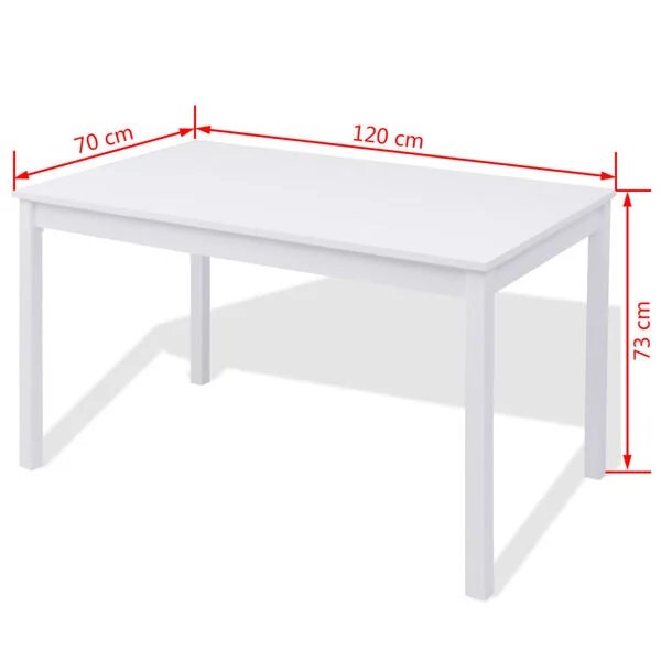 Septynių dalių valgomojo komplektas baltos spalvos iš pušies medienos