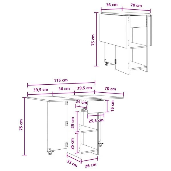 Valgomojo stalas 115 x 70 x 75 cm Apdirbta mediena Balta Balta nuotrauka 13