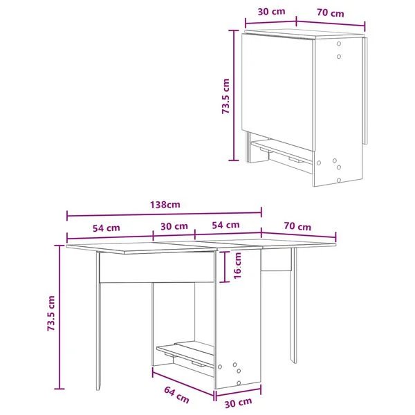 Valgomojo stalas 138 x 70 x 73,5 cm Apdirbta mediena Juodojo ąžuolo nuotrauka 10