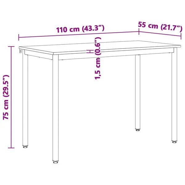 Valgomojo stalas Balta 110 x 55 x 75 cm Kietos pušies mediena Balta 110 x 55 x 75 cm nuotrauka 10