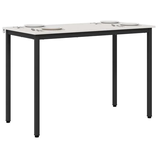 Valgomojo stalas Balta 110 x 55 x 75 cm Kietos pušies mediena Balta 110 x 55 x 75 cm nuotrauka 3