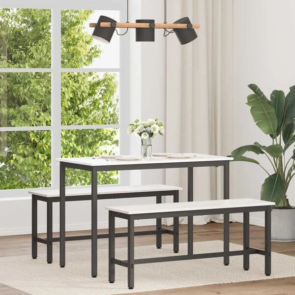 Valgomojo stalas Balta 110 x 55 x 75 cm Kietos pušies mediena Balta 110 x 55 x 75 cm nuotrauka 2