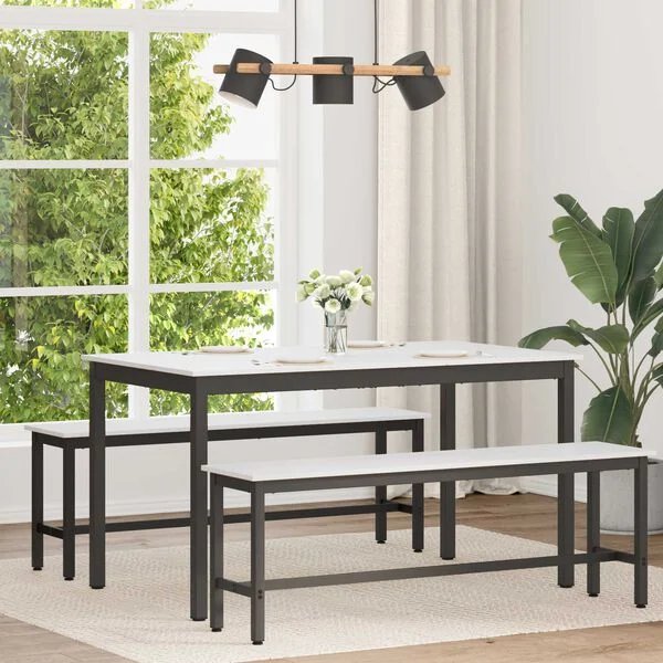 Valgomojo stalas Balta 140 x 80 x 75 cm Kietos pušies mediena Balta 140 x 80 x 75 cm nuotrauka 2