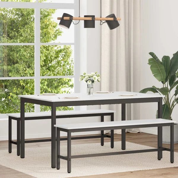 Valgomojo stalas Balta 150 x 90 x 75 cm Kietos pušies mediena Balta 150 x 90 x 75 cm nuotrauka 2