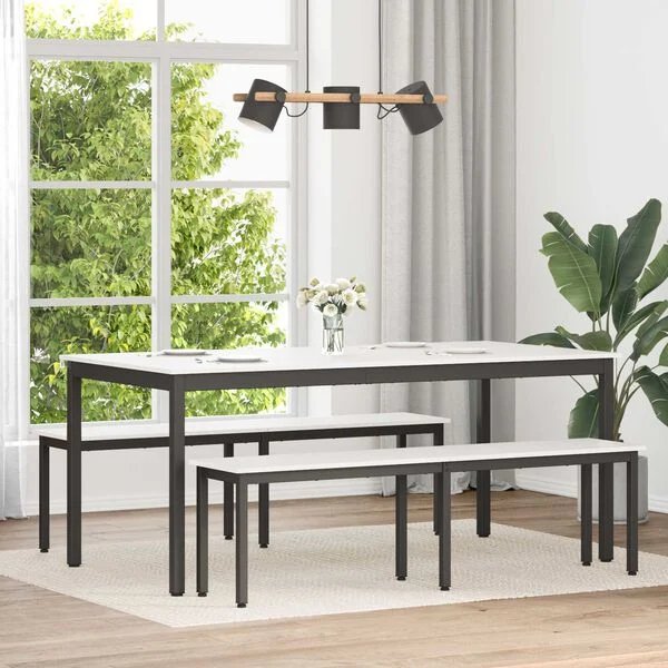 Valgomojo stalas Balta 180 x 90 x 75 cm Kietos pušies mediena Balta 180 x 90 x 75 cm nuotrauka 2
