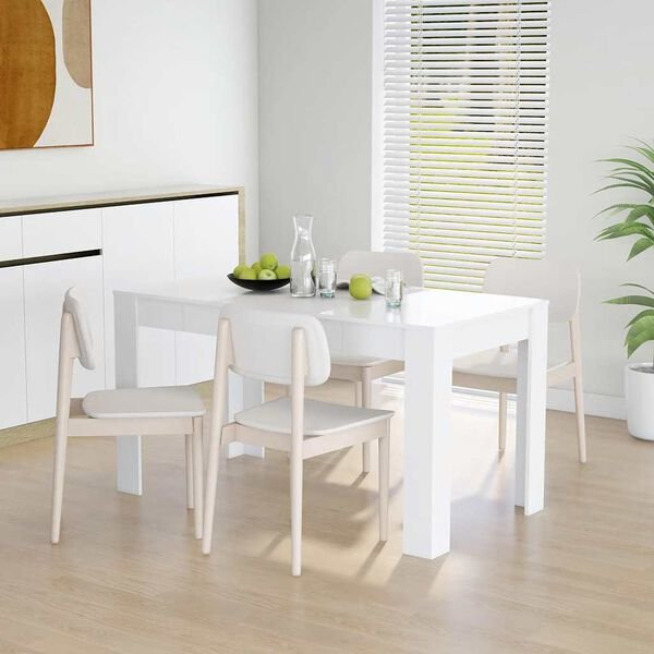 Valgomojo stalas, baltas, 140x74,5x76cm, perdirbta mediena Balta nuotrauka 2