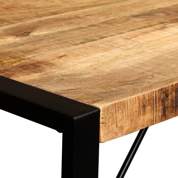 Valgomojo stalas, masyvi mango mediena, 180cm Juoda 120 x 60 x 76 cm Nešlifuotos mango medienos masyvas nuotrauka 10