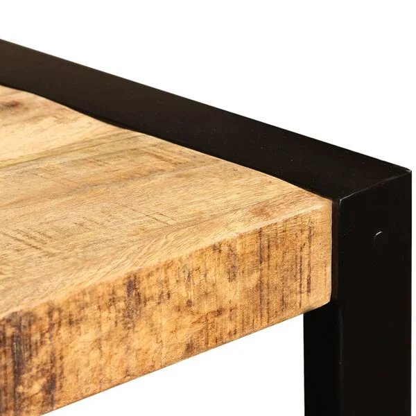 Valgomojo stalas, masyvi mango mediena, 180cm Juoda 120 x 60 x 76 cm Nešlifuotos mango medienos masyvas nuotrauka 11