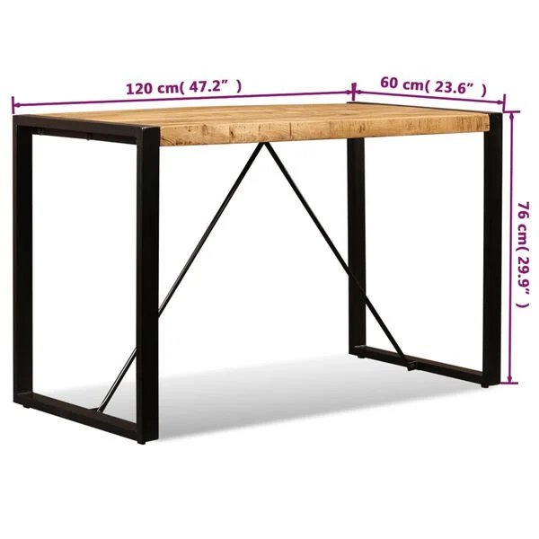 Valgomojo stalas, masyvi mango mediena, 180cm Juoda 120 x 60 x 76 cm Nešlifuotos mango medienos masyvas nuotrauka 13