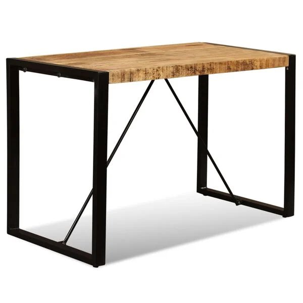 Valgomojo stalas, masyvi mango mediena, 180cm Juoda 120 x 60 x 76 cm Nešlifuotos mango medienos masyvas nuotrauka 8