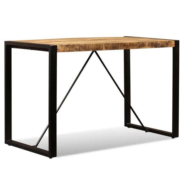Valgomojo stalas, masyvi mango mediena, 180cm Juoda 120 x 60 x 76 cm Nešlifuotos mango medienos masyvas nuotrauka 6