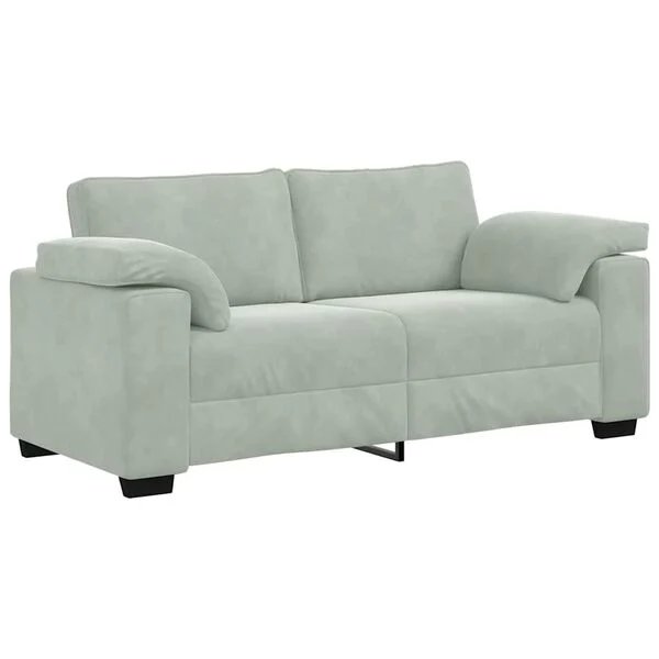 Šviesiai pilka aksominė dvivietė sofa vidaXL, matmenys 180x77x82 cm