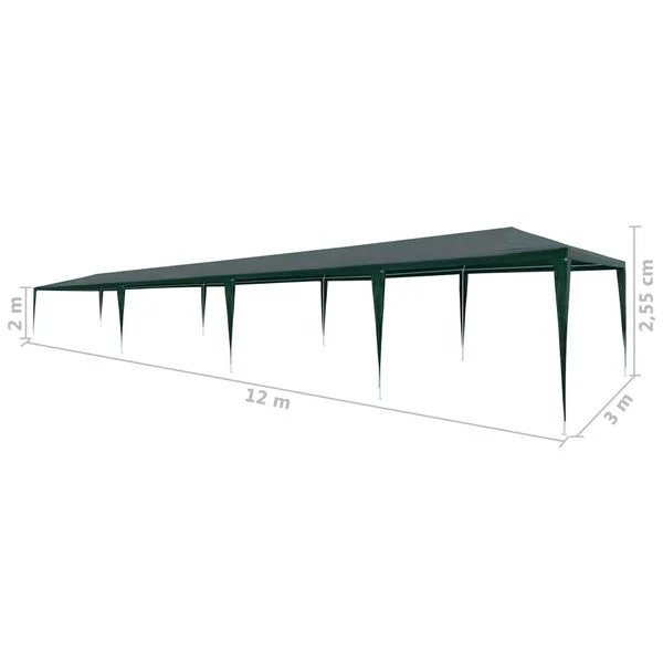vidaXL žalia proginė palapinė 3x12m PE, vaizdas 6