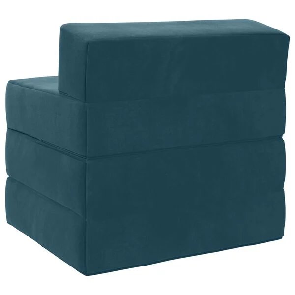 Mėlyna sulankstoma sofa lova svetainės interjere