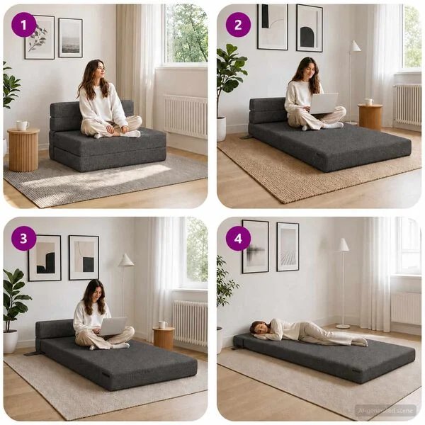 vidaXL sulankstoma sofa lova tamsiai pilka vaizdas 7