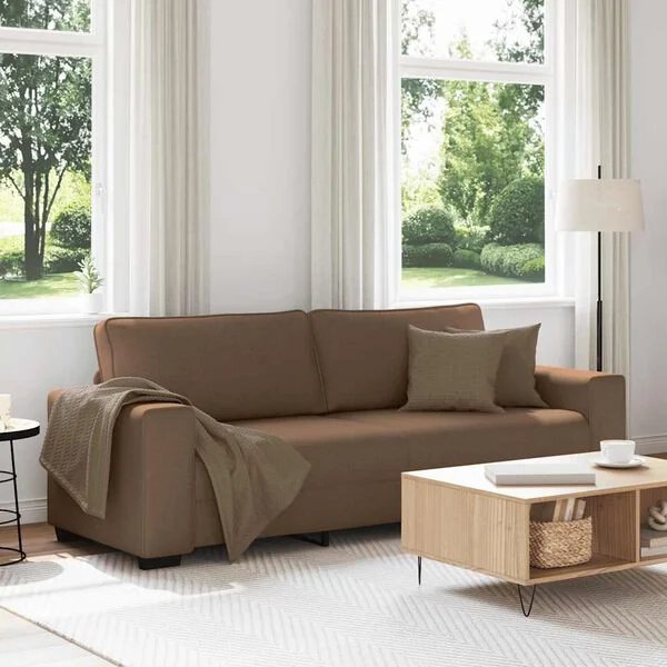 vidaXL ruda trivietė sofa šoninis vaizdas