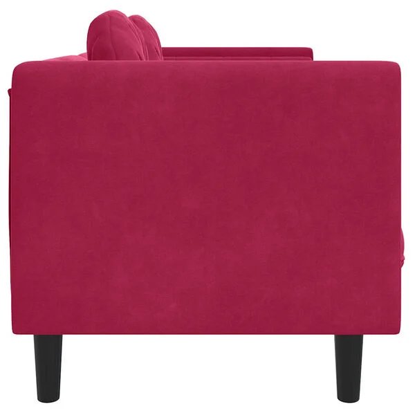 vidaXL Trivietė sofa vyno raudonos spalvos aksomas - detalė