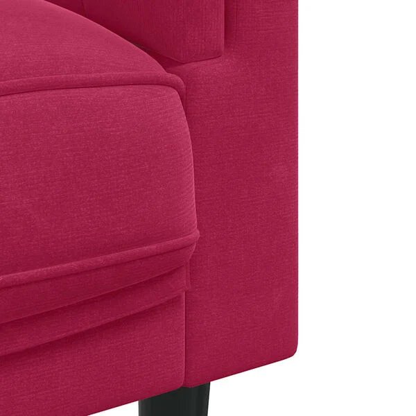 vidaXL Trivietė sofa vyno raudonos spalvos aksomas - kojų detalė
