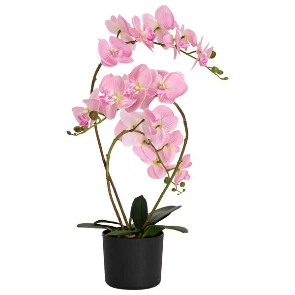 Rožinė dirbtinė orchidėja su vazonu