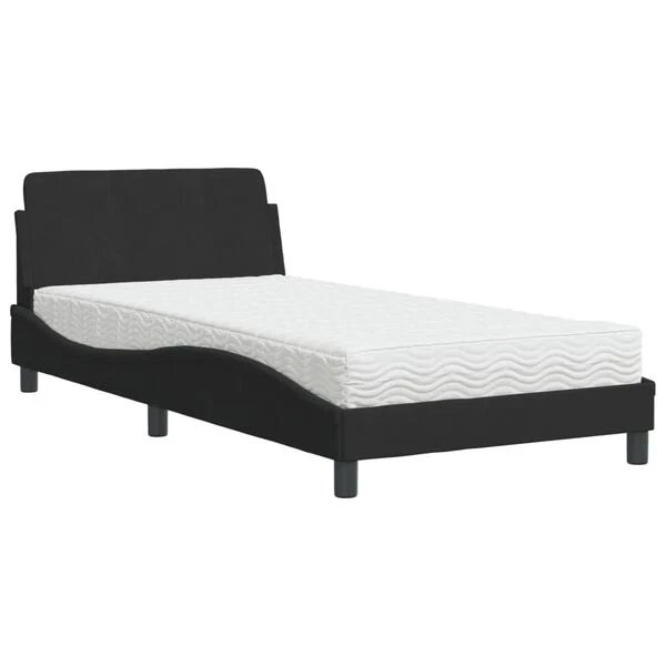 Juoda Dover lova su aksomu ir čiužiniu 100x200cm