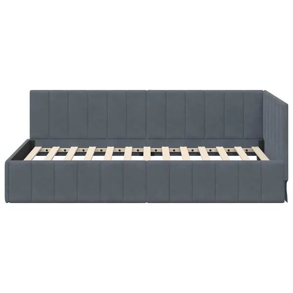 Kampinė lovos konstrukcija Tamsiai pilka 90 cm x 190 cm Aksomas Tamsiai pilka 90 x 190 cm nuotrauka 5