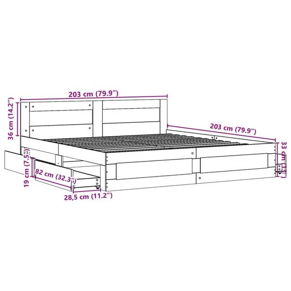 Baltas lovos rėmas 200x200 cm be čiužinio