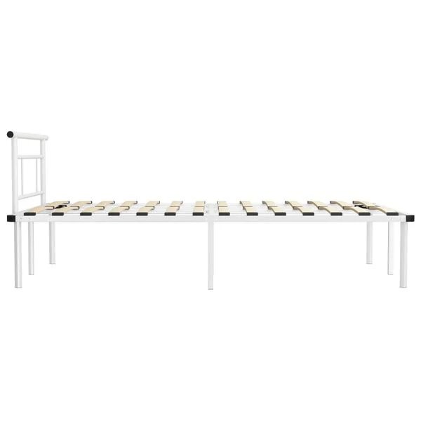 Baltos spalvos metalinis lovos rėmas 120x200 cm, konstrukcijos detalė