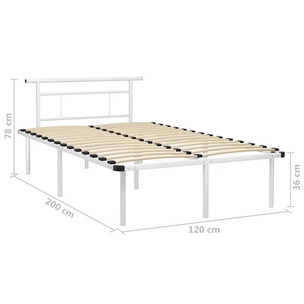 Surinktas baltos spalvos metalinis lovos rėmas 120x200 cm